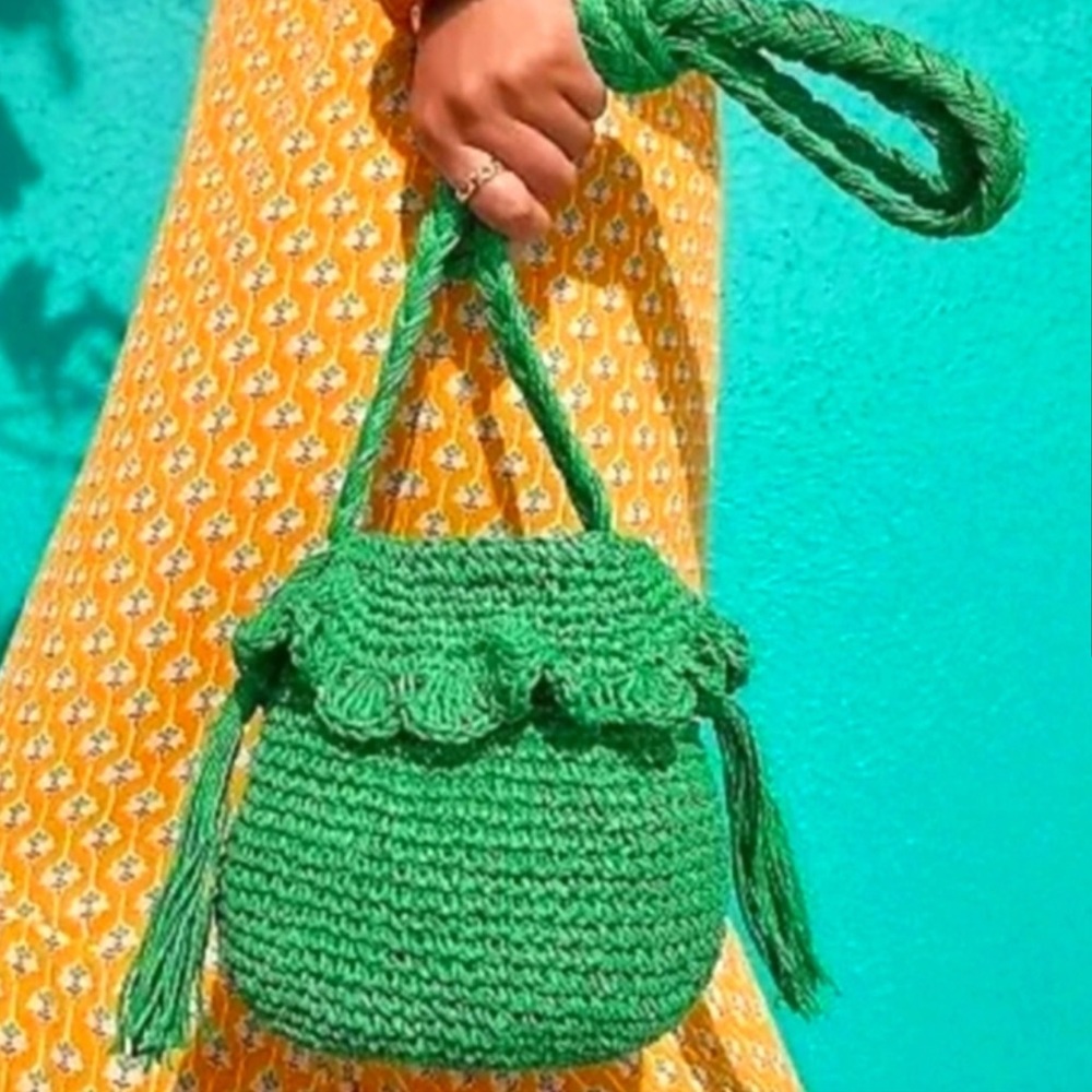 RHODE X Target green woven/straw bucket bag NWT